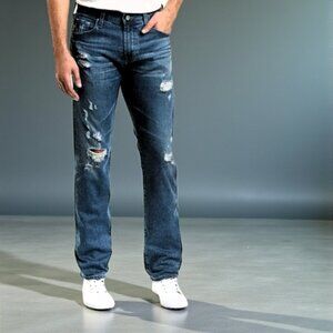 Ag Adriano Goldschmied Modern Slim Straight Distressed Jeans 36x34